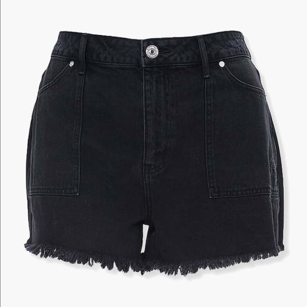 Black distressed jean shorts